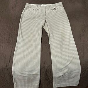 Express Editor Design Studio Brown Pinstripe Trousers stretch fabric